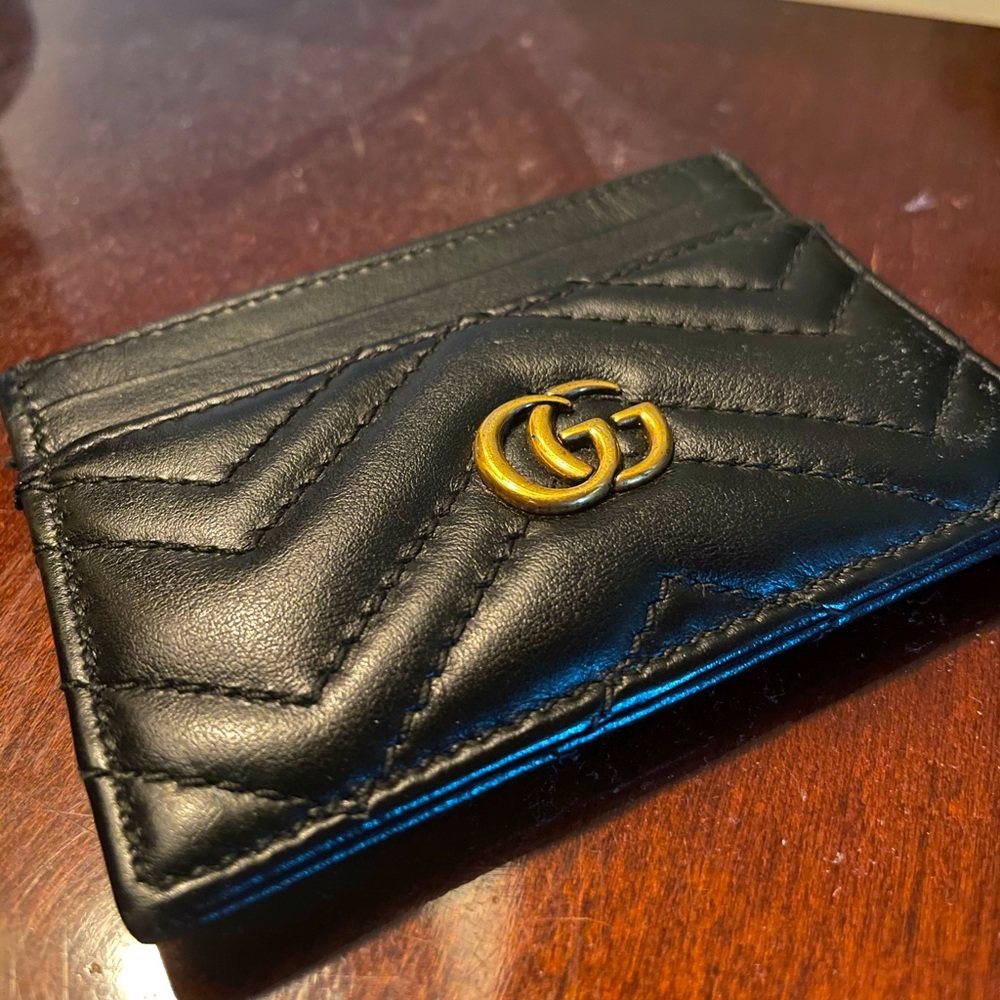 GUCCI GG MARMONT CARD CASE (BLACK LEATHER)
